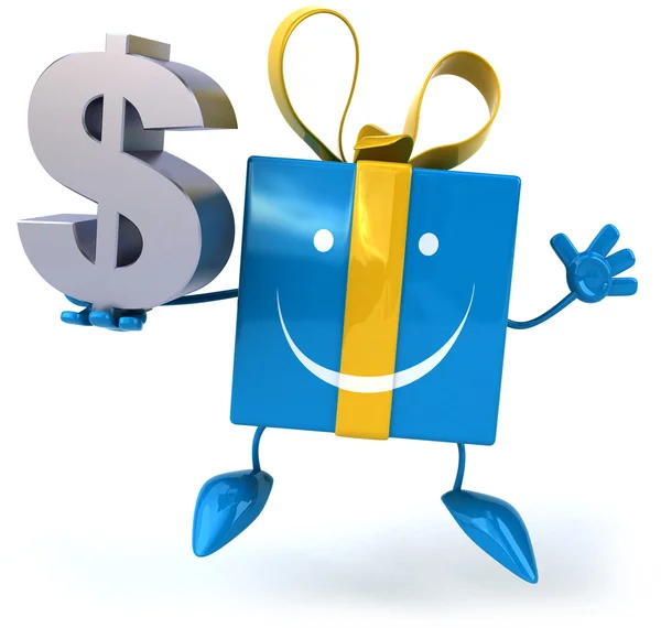 Fun gift with dollar sign — Stock Photo, Image