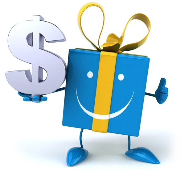 Fun gift with dollar sign — Stock Photo, Image