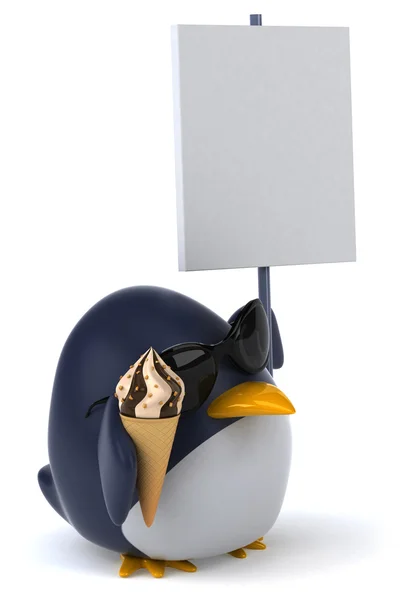 Pinguim divertido com sorvete — Fotografia de Stock