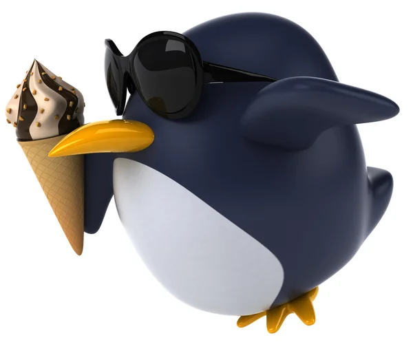 Fun penguin with ice cream — Stock Photo, Image