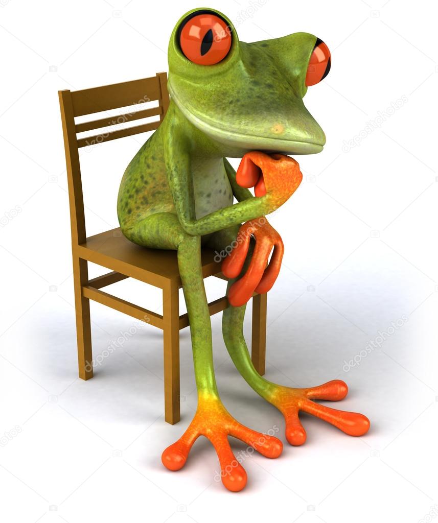 lustige Frosch auf Stuhl — Stockfoto © julos #52720027