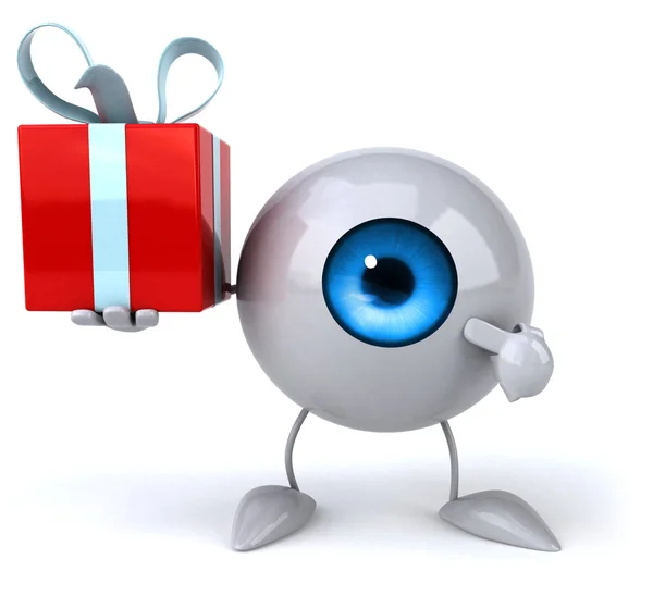 Fun eye with gift — Stock Photo, Image