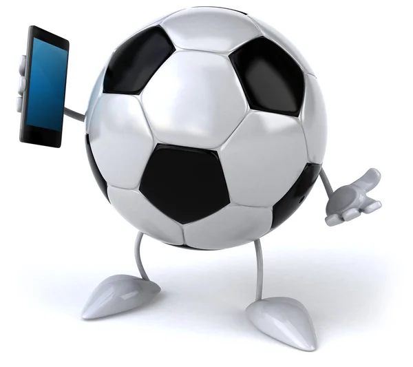 Football ball with cell phone — Stock Photo, Image