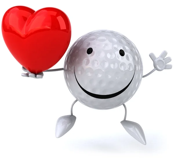 Golfboll med rött hjärta — Stockfoto