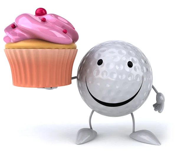 Golfboll och cupcake — Stockfoto