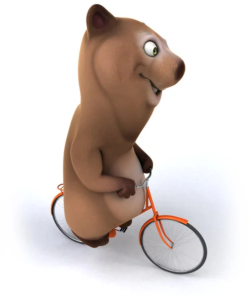 Fun bear on bike — Stock Photo, Image