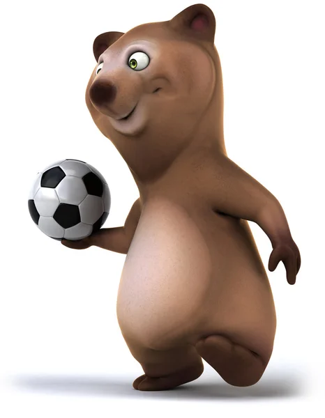 Веселий ведмідь з футбольним м'ячем — стокове фото