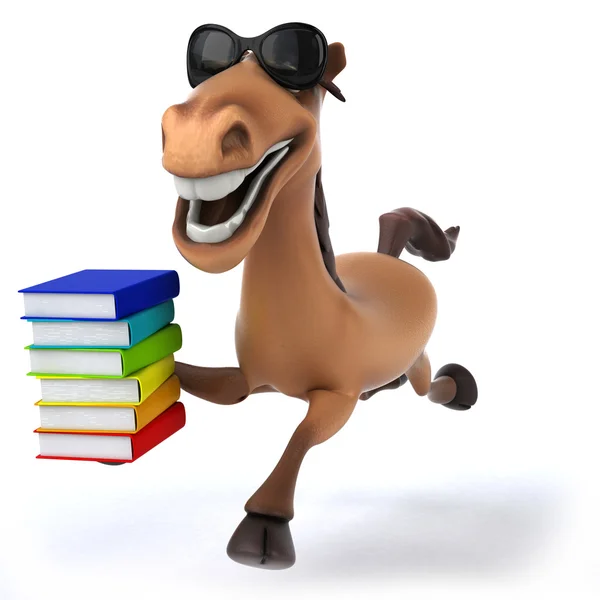 Веселый конь с книгами — стоковое фото