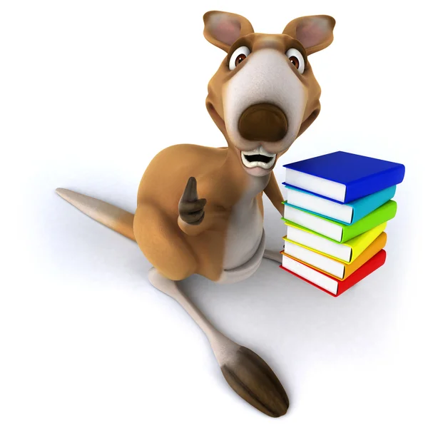Känguru med böcker — Stockfoto