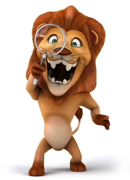 Kul lejon med förstoringsglas — Stockfoto
