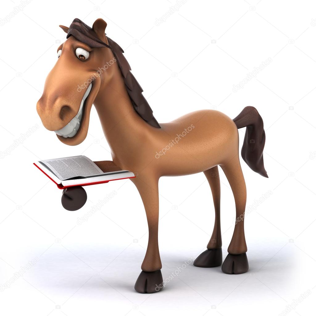 Fun horse read a book Stock Illustration by ©julos #52897453, image size:1024x1024