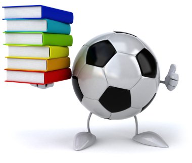 kitap yığını ile futbol topu