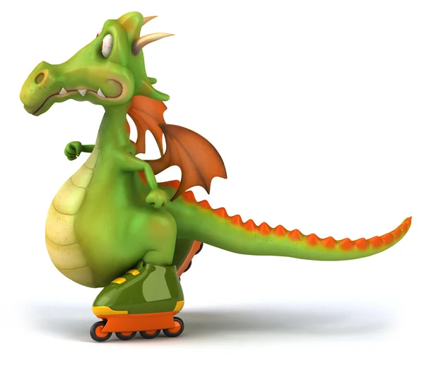 Fun dragon on roller blades — Stock Photo, Image