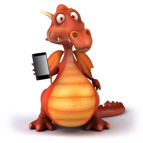 Divertente drago con smart phone — Foto Stock