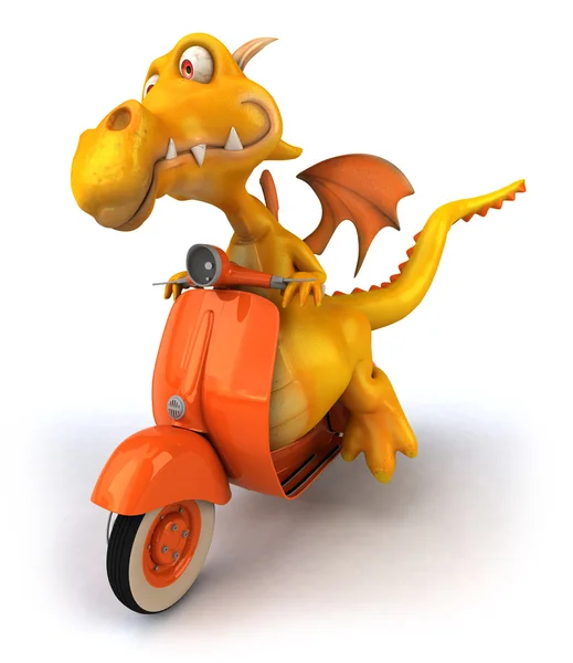 Dragón divertido en scooter — Foto de Stock
