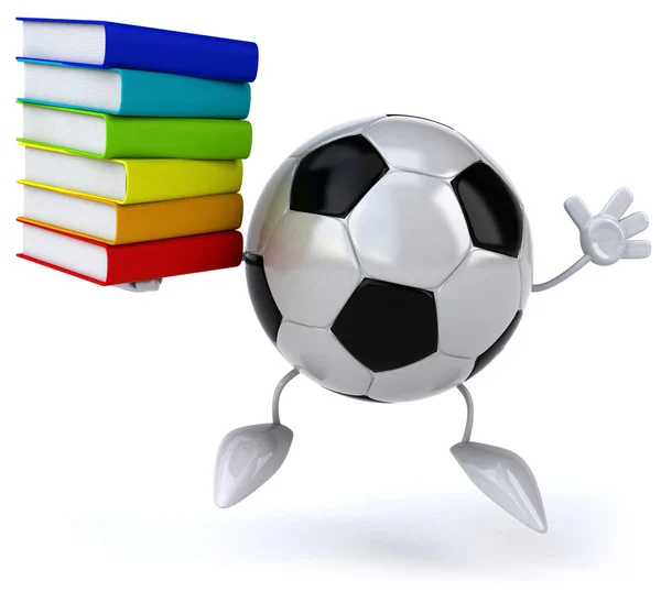 Ballon de football avec pile de livres — Photo