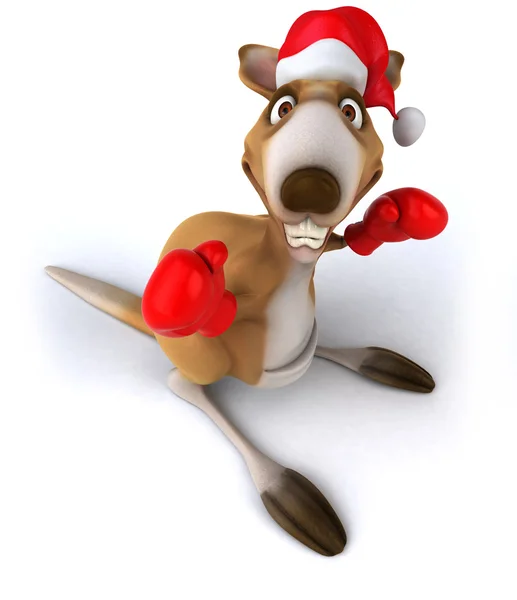 Kanguru Noel Baba şapkası, eğlenceli — Stok fotoğraf