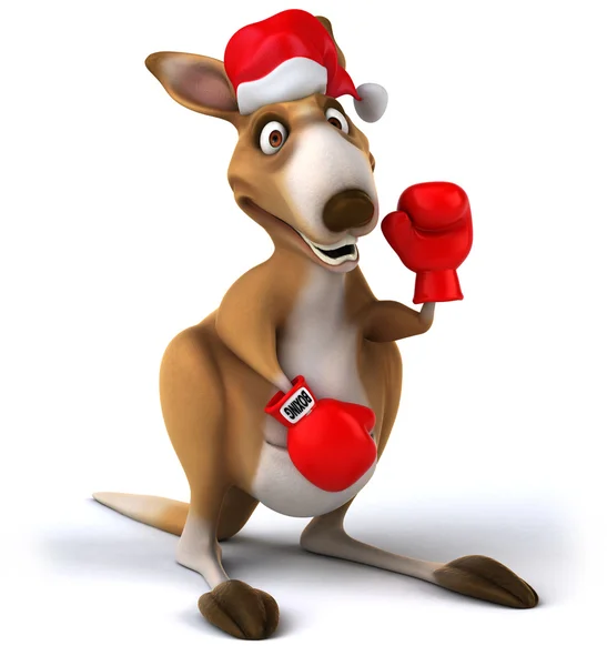 Kanguru Noel Baba şapkası, eğlenceli — Stok fotoğraf