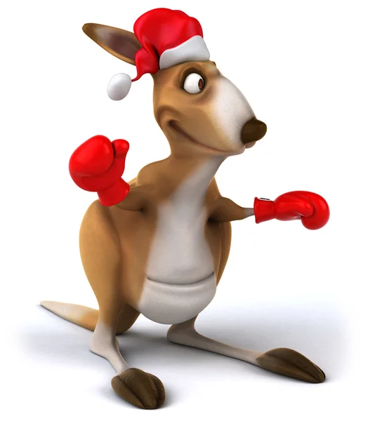 有趣的袋鼠在圣诞老人的帽子 — 图库照片