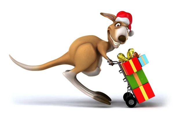 Fun kangaroo with gifts — Stock Photo, Image