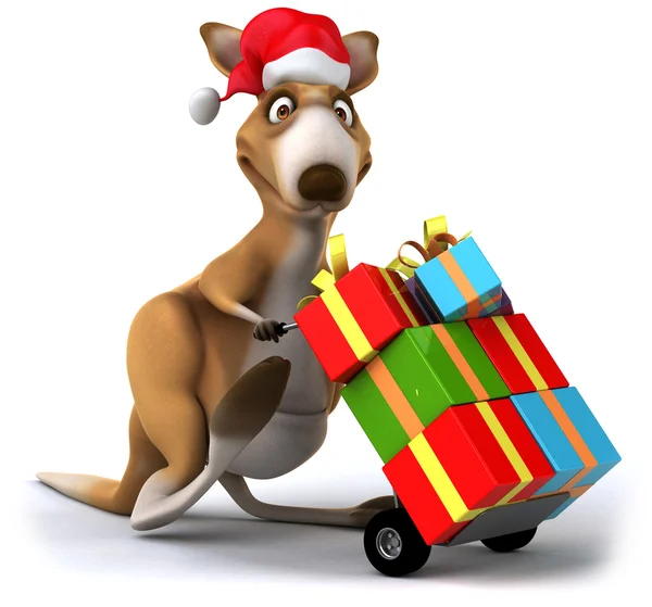 Fun kangaroo with gifts — Stock Photo, Image