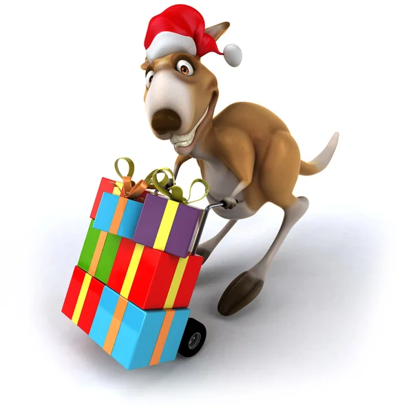 Fun kangaroo with gifts — Stock Photo, Image