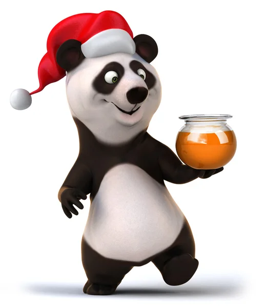 Panda divertido con tarro de miel —  Fotos de Stock