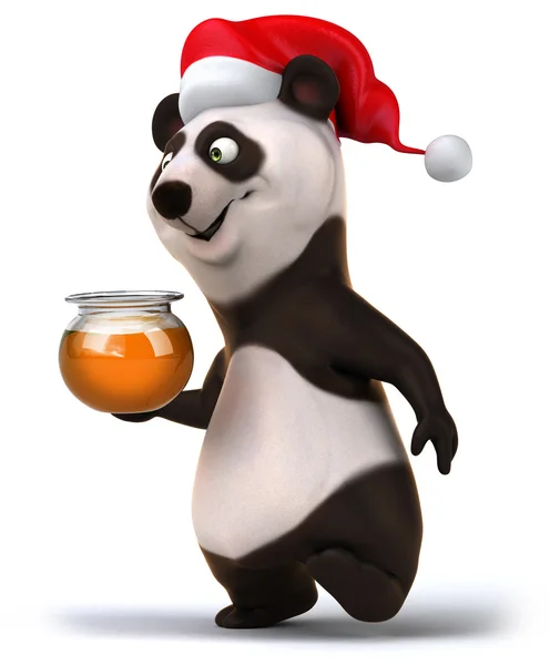 Fun panda with honey jar — Stock Photo, Image