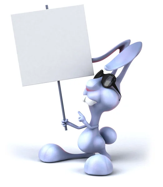 好玩的兔子在空白板 — 图库照片