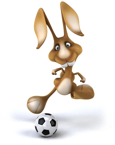 Conejo divertido con pelota de fútbol — Foto de Stock