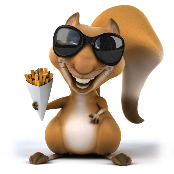 Fun squirrel with fries — Stock Photo, Image