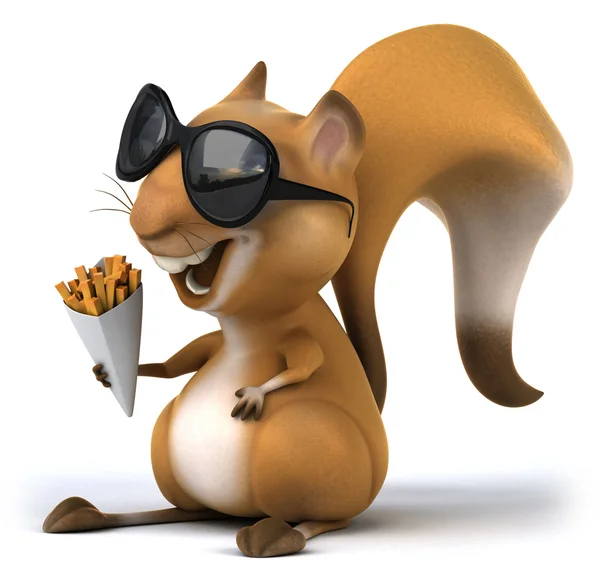 Fun squirrel with fries — Stock Photo, Image