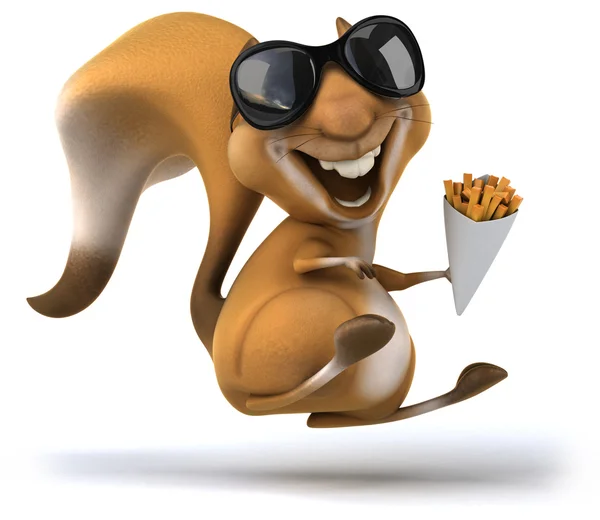 Fun squirrel with fries — Stock Photo, Image