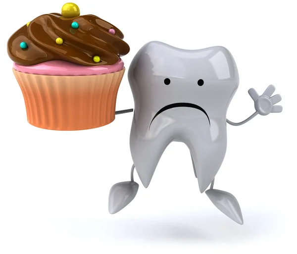 Tooth met cupcake — Stockfoto