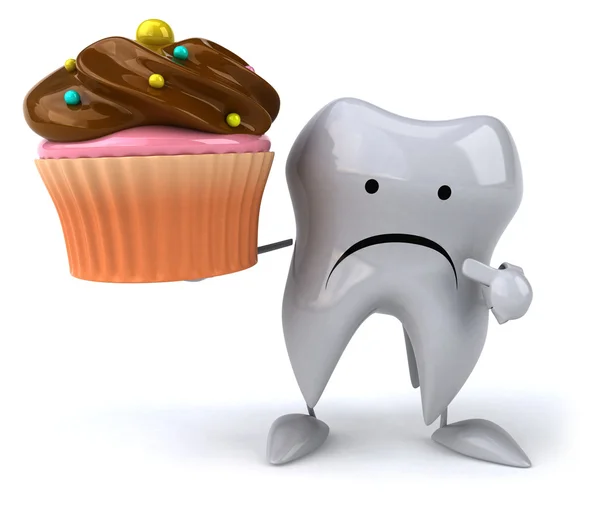 Zahn mit Cupcake — Stockfoto