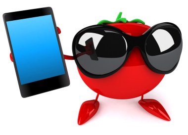 eğlenceli bir akıllı telefon ile domates