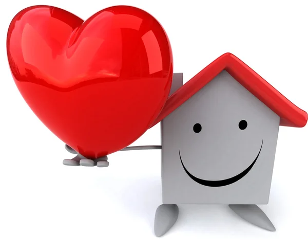 Casa feliz con corazón rojo —  Fotos de Stock