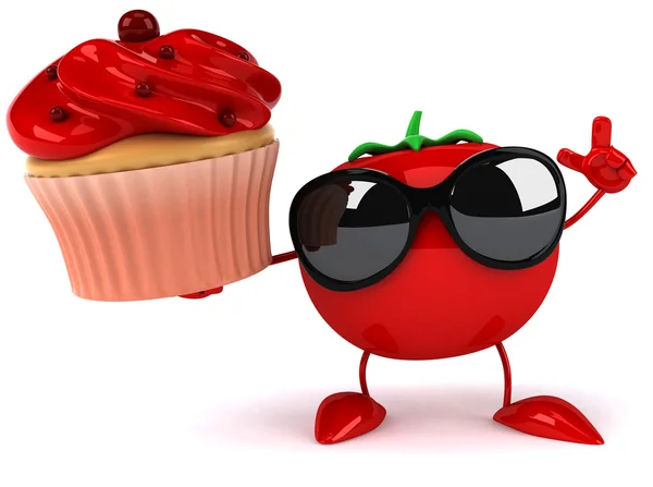 Fun tomato and cupcake — Stock Photo, Image