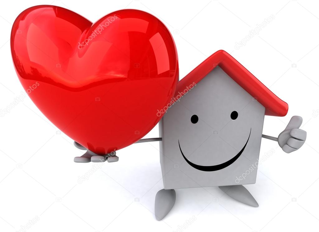 Happy house with red heart