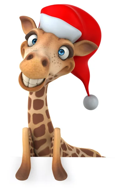 长颈鹿与圣诞帽子 — 图库照片