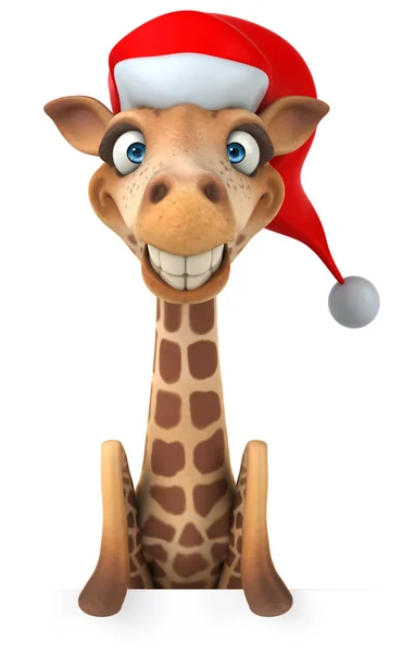 Zürafa Noel şapka ile — Stok fotoğraf