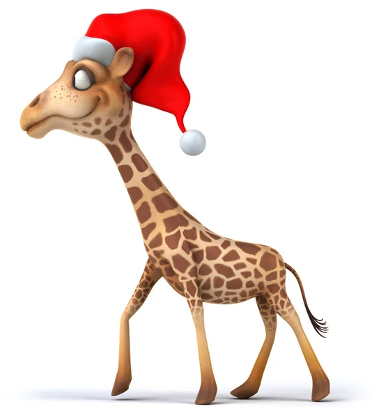 Жираф в рождественской шляпе — стоковое фото