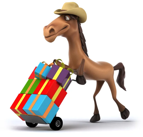 Caballo con regalos de Navidad — Foto de Stock