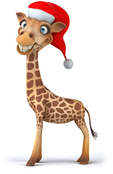 长颈鹿与圣诞帽子 — 图库照片#