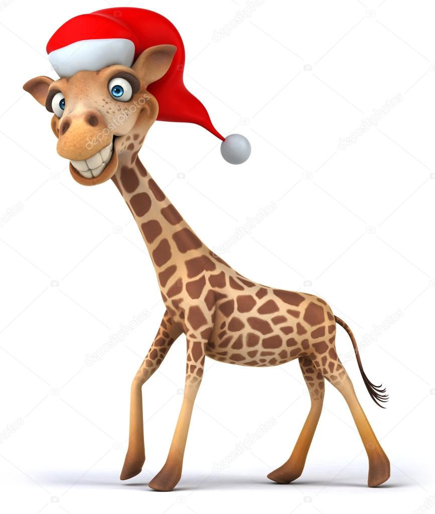 Giraffe with christmas hat