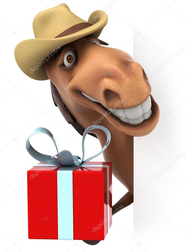 Horse with christmas gift