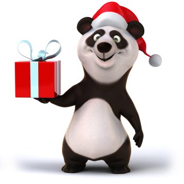Panda met de gift van Kerstmis