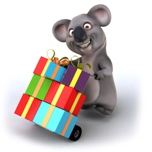 Koala with christmas gifts — Stock Photo, Image