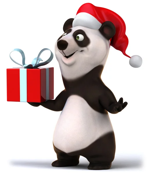 Panda avec cadeau de Noël — Photo