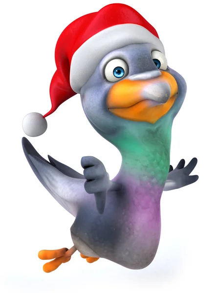 Pigeon in christmas hat — Stock Photo, Image